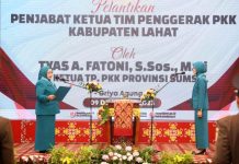 Pj Ketua TP PKK Sumsel Tyas Fatoni Lantik Aditya Trinia Apriliani Sebagai Pj Ketua TP PKK Kabupaten Lahat