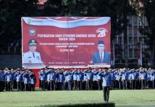 Pimpin Upacara HUT Otda di Lingkup Provinsi Sumsel, Sekda Supriono Bacakan Sambutan Mendagri