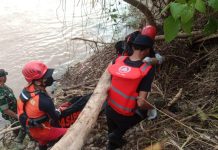 KORBAN KEDUA TERBAWA ARUS BANJIR DI SEMIDANG AJI DITEMUKAN TEAM SAR GABUNGAN 14 KM DARI LOKASI AWAL KEJADIAN