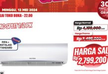 Hawa Panas Ekstrem Butuh AC Split 1/2 PK Diskon di Transmart