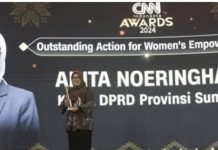 Ketua DPRD Sumsel Raih Penghargaan “Outstanding Action for Women’s Empowerment” Dalam Ajang CNN Indonesia Awards 2024