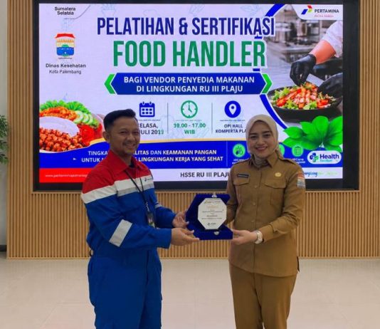 Pastikan Keamanan Pangan bagi Pekerja, Kilang Plaju Gelar Sertifikasi Food Handler Bersama Dinkes Palembang