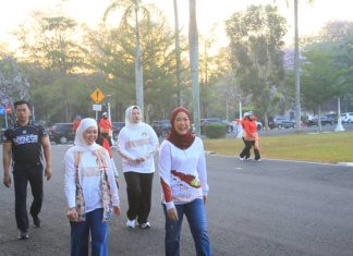 Sekda Edward Candra Lepas Gerak Jalan Indah, 43 Tim OPD Semarakkan HUT ke-81 RI dengan Nuansa Merah Putih dan Wastra Sumsel